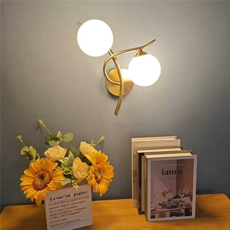 Lunara Wall Light | Nordic Dual Globe LED Design | Glass Iron Bedroom