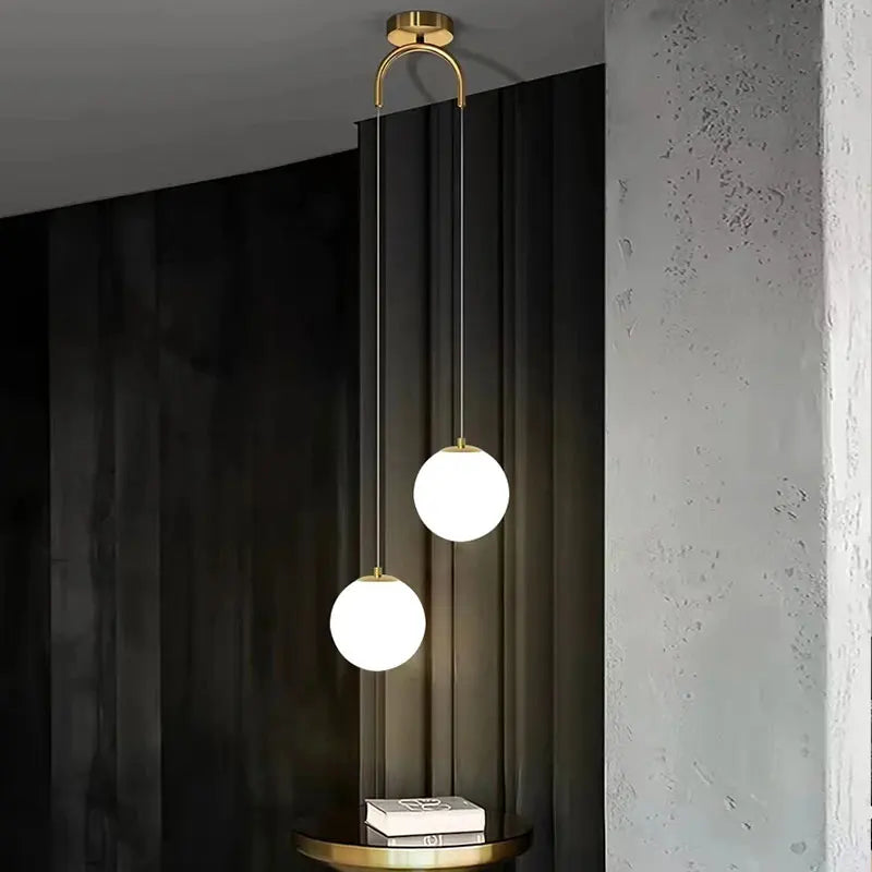 Luna Pendant Light | Nordic Modern Glass Globe Design | Metal Dining Room