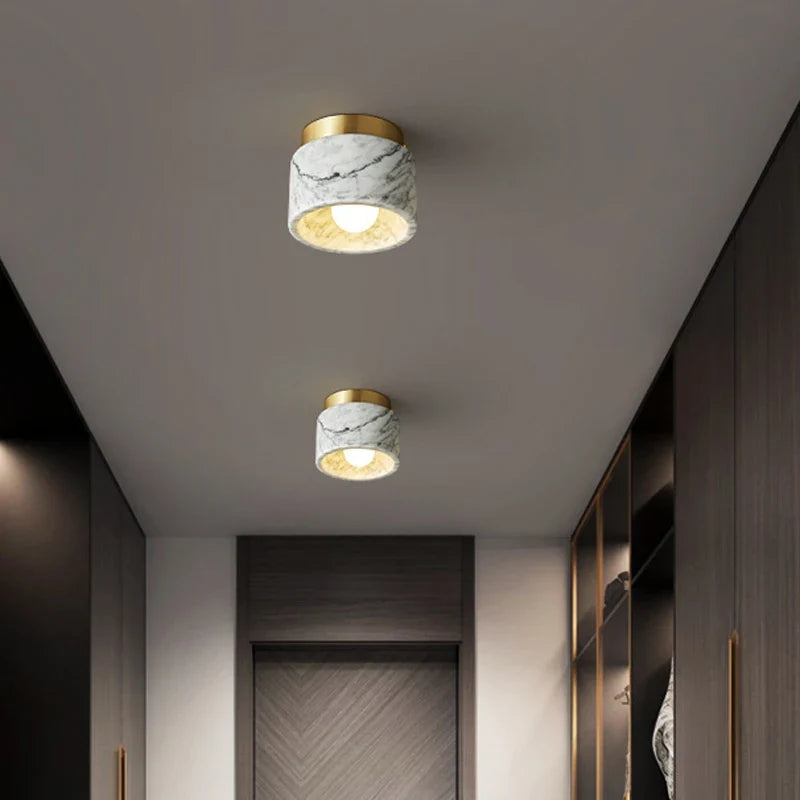 Nordic Marble Ceiling Light | Modern Downlight with Stone Finish | Bedroom