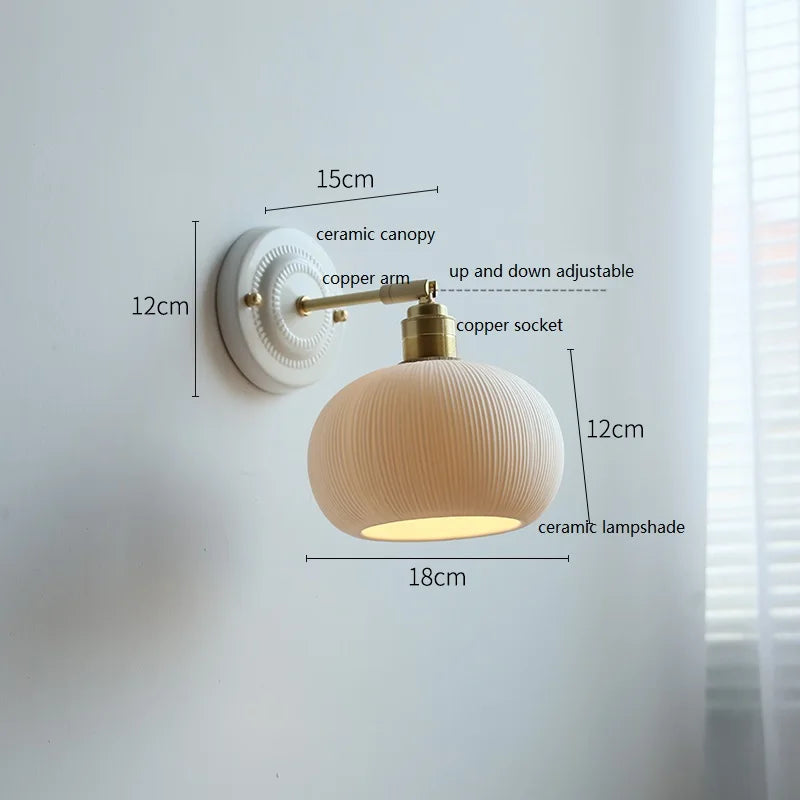 Nordic Cream Ceramic Wall Lamp | Vintage Elegance for Modern Homes | Wall Light Brass Bedroom