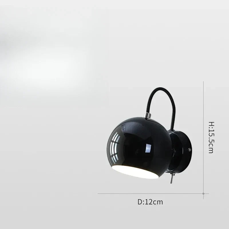 Nordic Cream Wall Lamp | Adjustable Dome Light | Iron Bedroom
