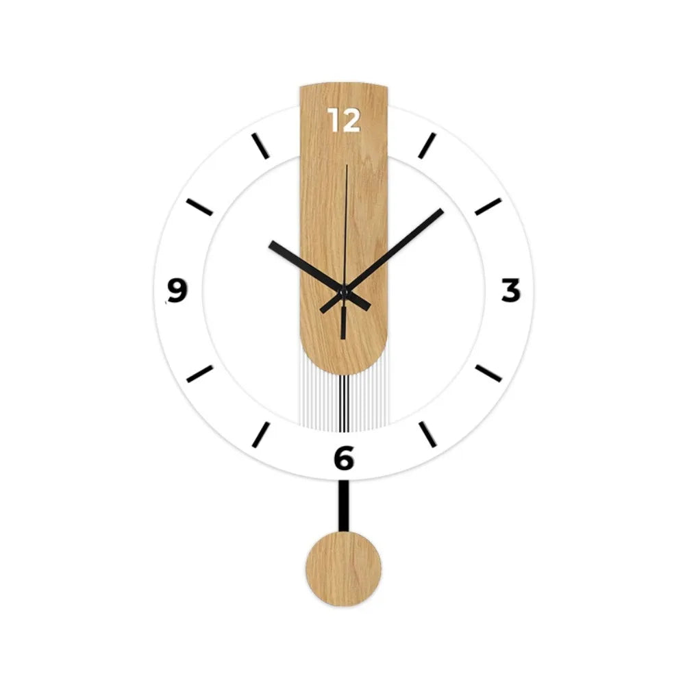 Minimalist Pendulum Wall Clock | Modern Acrylic & Wood Design | Adjustable Silent Kitchen