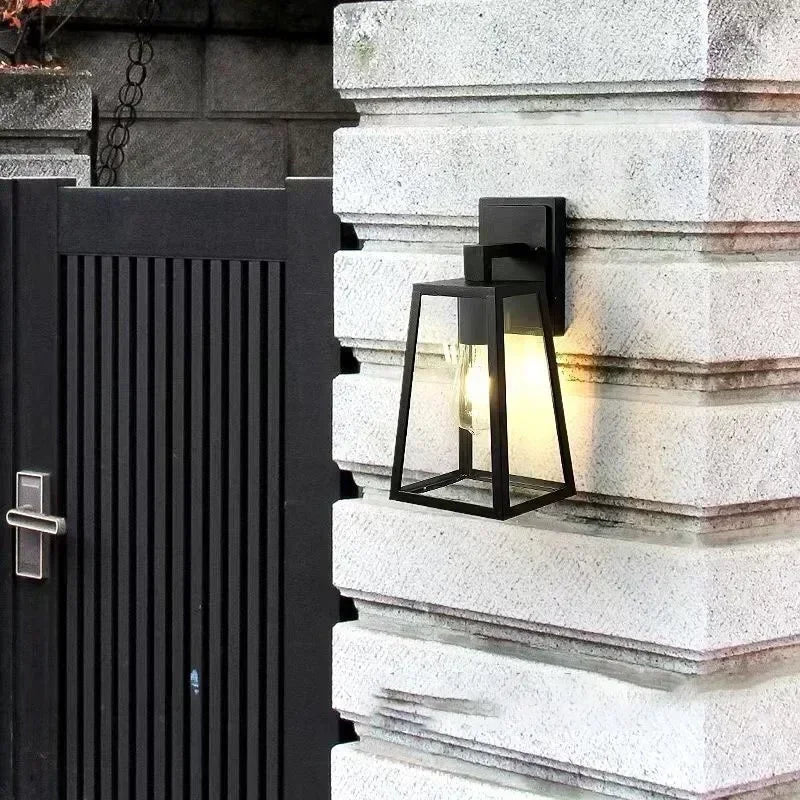 Verona Outdoor Wall Lamp | European Modern Lantern Light | Glass Metal Waterproof Garden