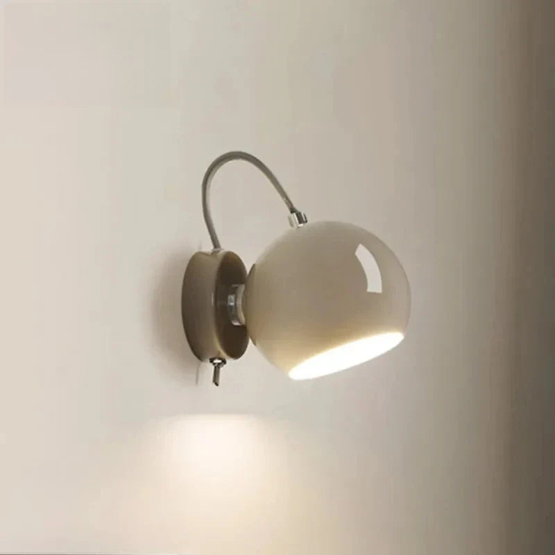 Nordic Cream Wall Lamp | Adjustable Dome Light | Iron Bedroom