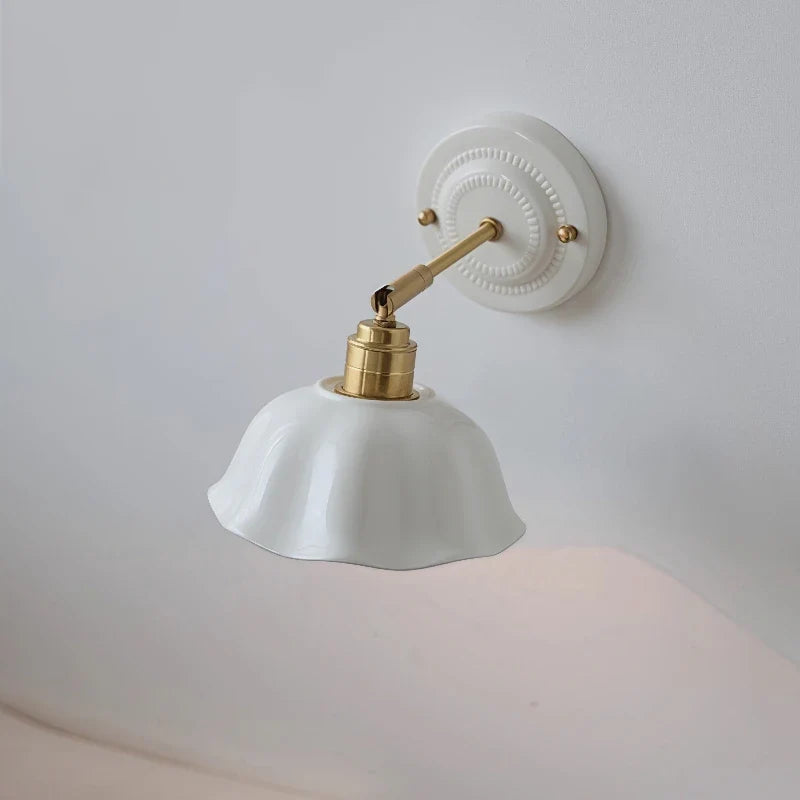 Nordic Cream Ceramic Wall Lamp | Vintage Elegance for Modern Homes | Wall Light Brass Bedroom