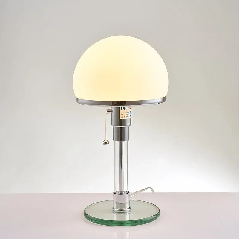 Wilhelm Bauhaus Table Lamp | Designer Nordic Glass Lamp | Polished Chrome Bedside