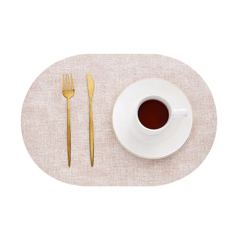 LinoMat | Oval Faux Leather Placemats | Heat Resistant & Non-Slip | Mat Woven Linen Non-Slip