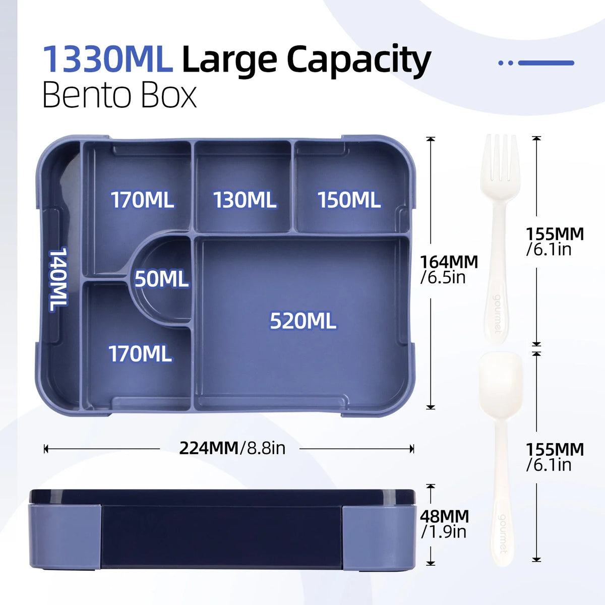 BentoMax | 1330ml Large Capacity Leak-Proof Bento Lunch Box | Microwave & Portable Food