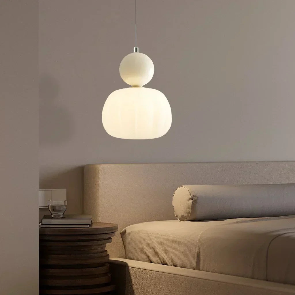 Nordic Pumpkin Pendant Light | Modern LED Ceiling Lamp | Glass Dining Room