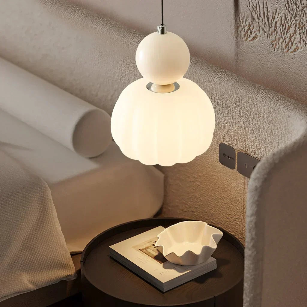 Nordic Pumpkin Pendant Light | Modern LED Ceiling Lamp | Glass Dining Room
