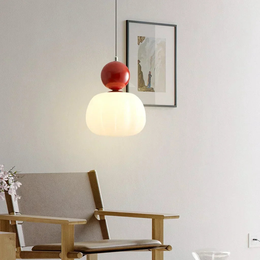 Nordic Pumpkin Pendant Light | Modern LED Ceiling Lamp | Glass Dining Room