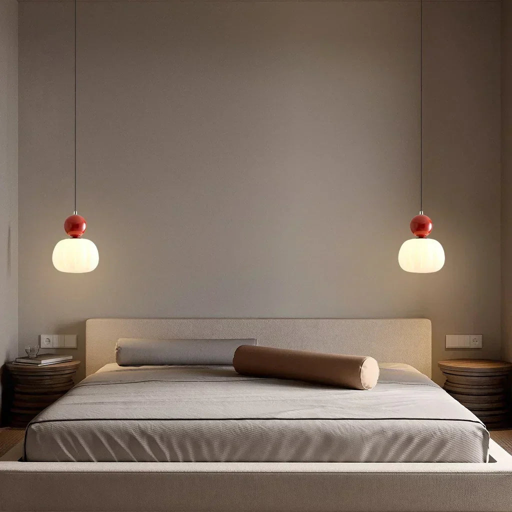 Nordic Pumpkin Pendant Light | Modern LED Ceiling Lamp | Glass Dining Room