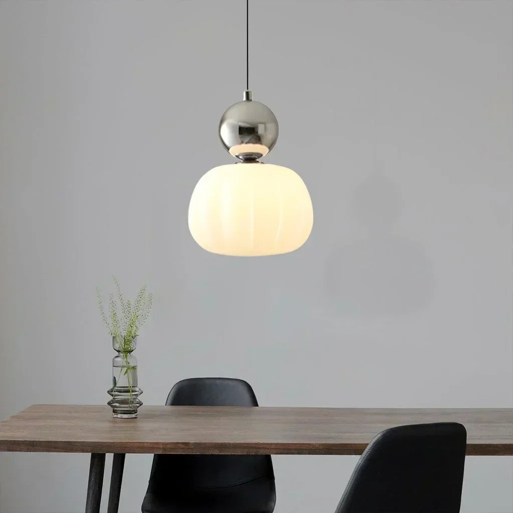 Nordic Pumpkin Pendant Light | Modern LED Ceiling Lamp | Glass Dining Room