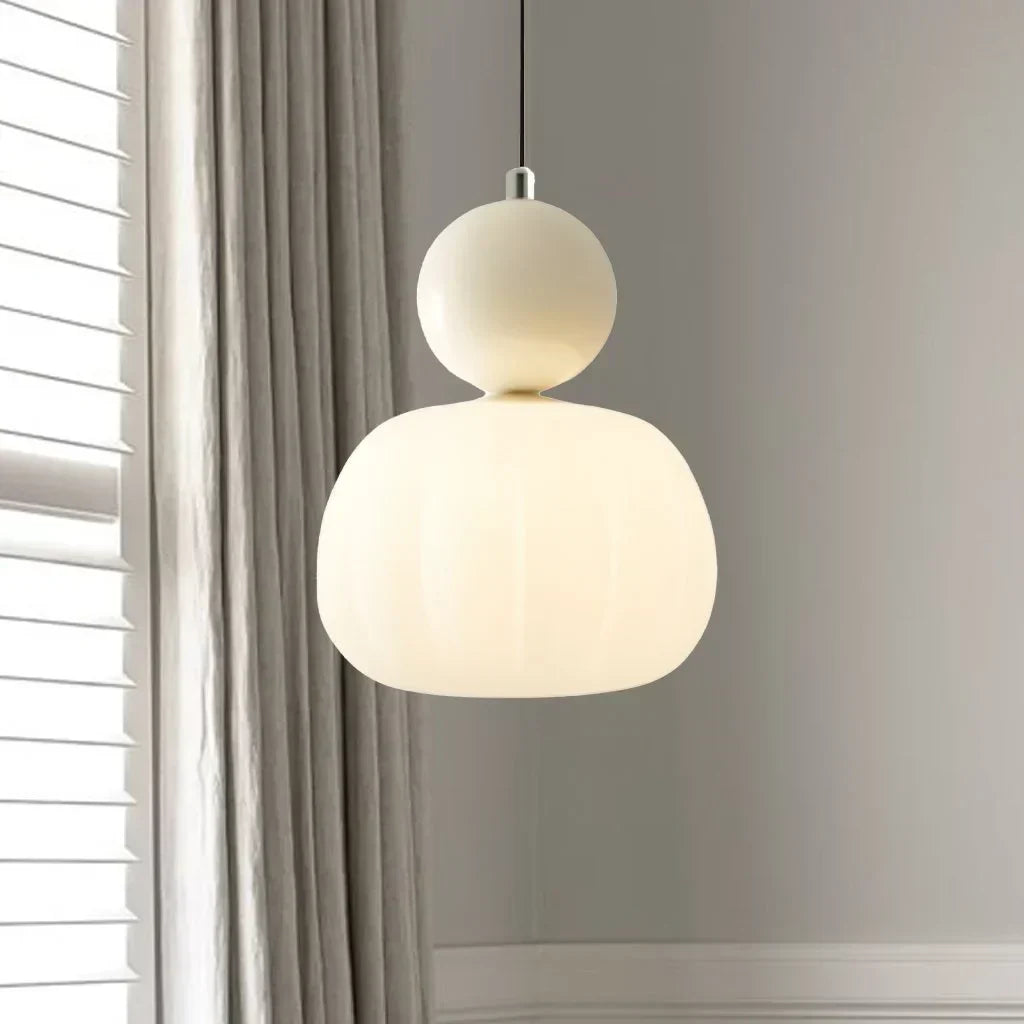 Nordic Pumpkin Pendant Light | Modern LED Ceiling Lamp | Glass Dining Room