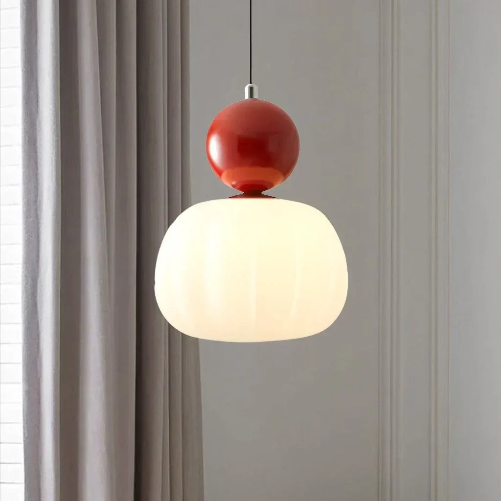 Nordic Pumpkin Pendant Light | Modern LED Ceiling Lamp | Glass Dining Room