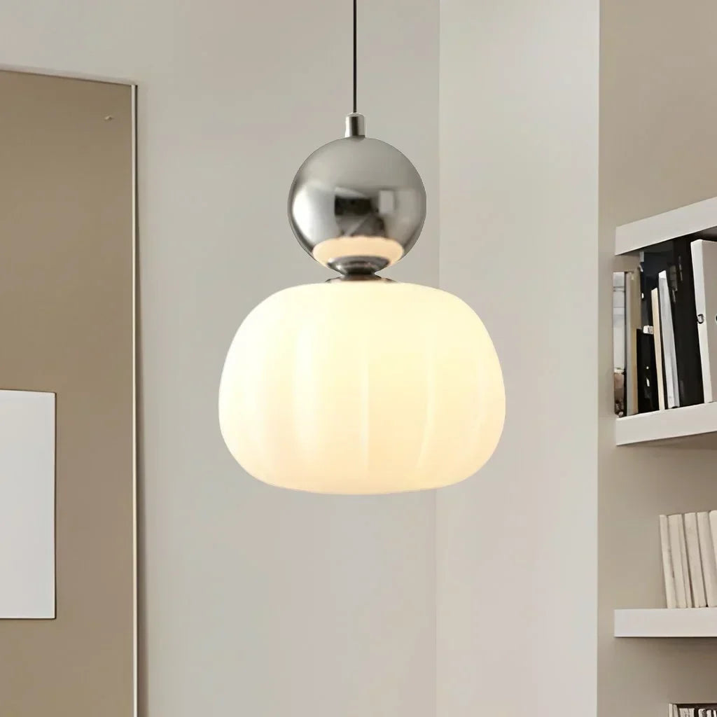 Nordic Pumpkin Pendant Light | Modern LED Ceiling Lamp | Glass Dining Room