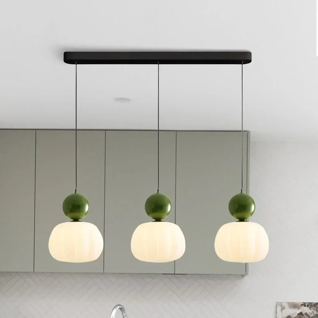 Nordic Pumpkin Pendant Light | Modern LED Ceiling Lamp | Glass Dining Room
