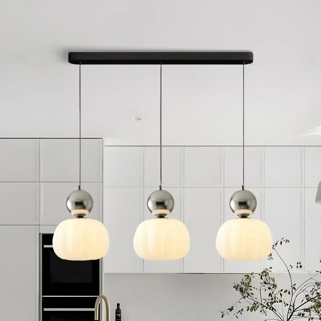 Nordic Pumpkin Pendant Light | Modern LED Ceiling Lamp | Glass Dining Room