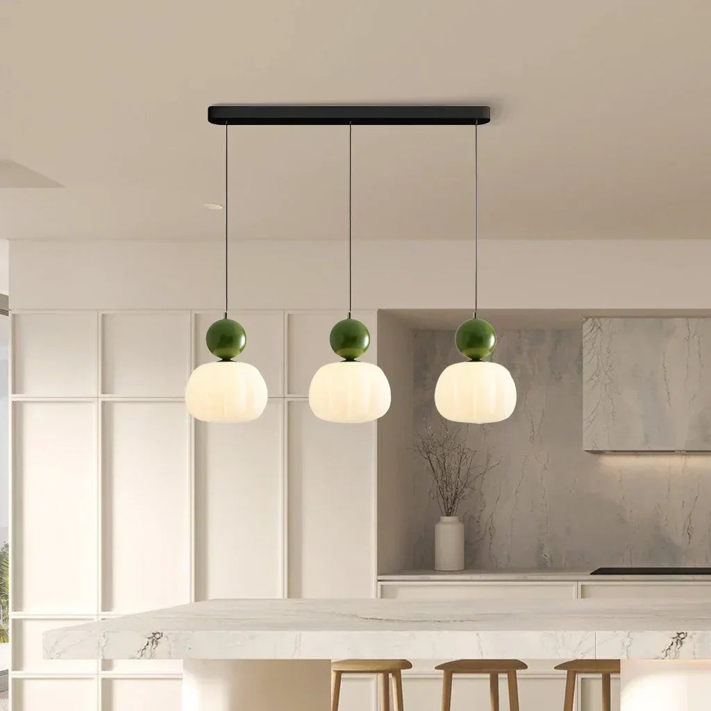 Nordic Pumpkin Pendant Light | Modern LED Ceiling Lamp | Glass Dining Room