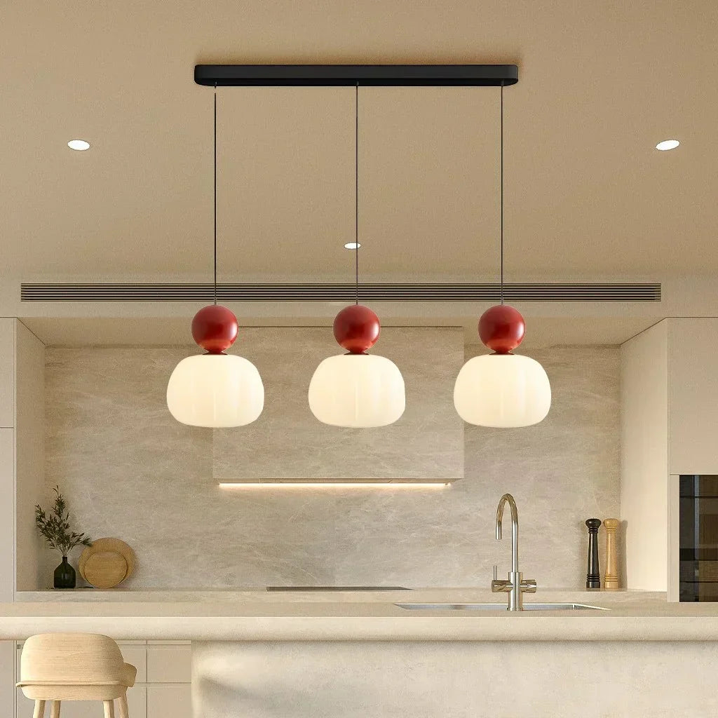 Nordic Pumpkin Pendant Light | Modern LED Ceiling Lamp | Glass Dining Room
