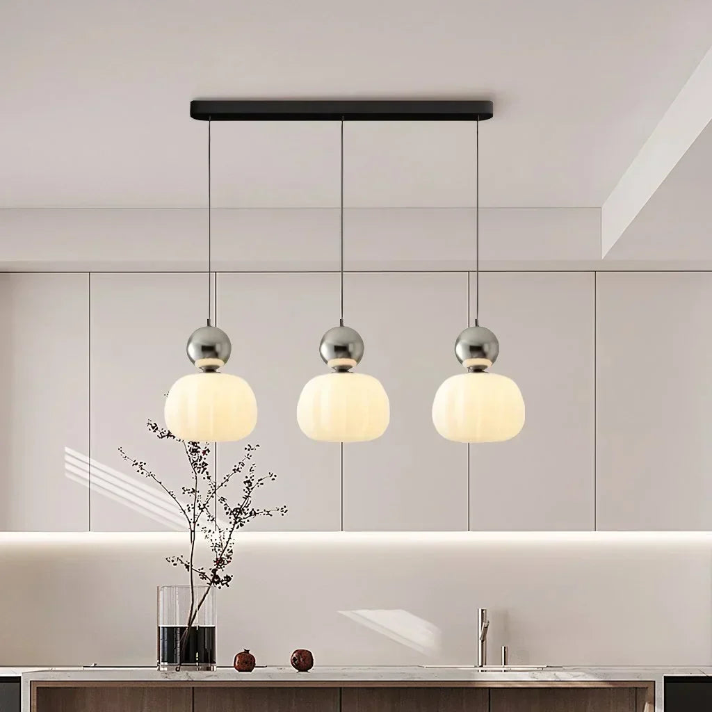 Nordic Pumpkin Pendant Light | Modern LED Ceiling Lamp | Glass Dining Room