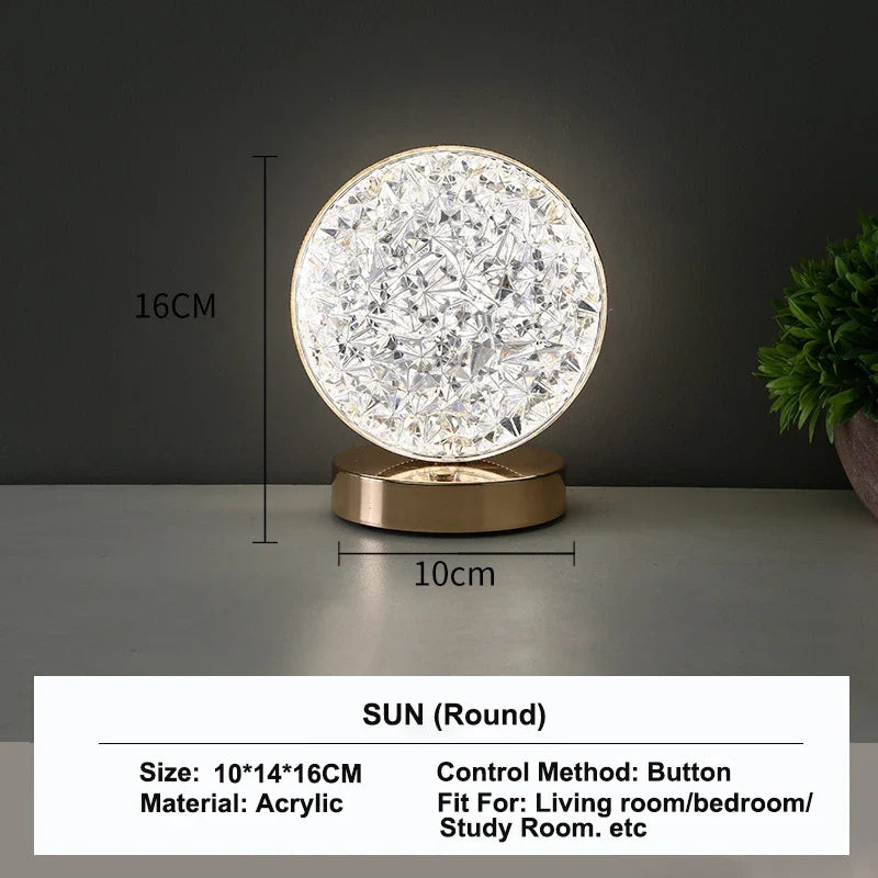 Stellora | 3D Crystal LED Night Light | Rechargeable Touch Dimming Lamp | Clear Acrylic Bedside