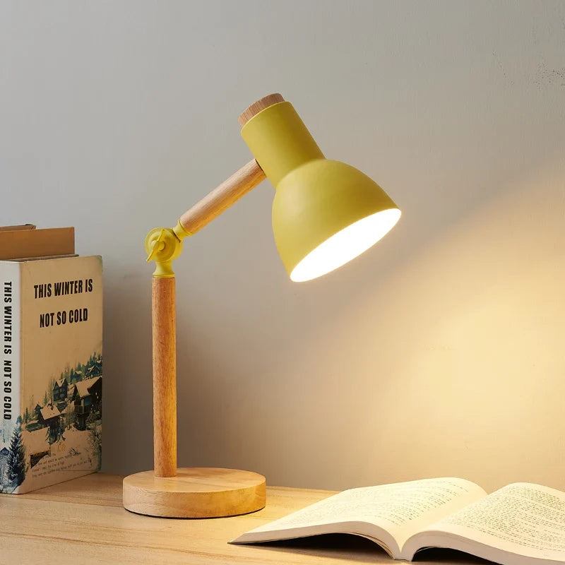 Nordic Wooden Desk Lamp | Adjustable Modern Table Light | Wood Bedside
