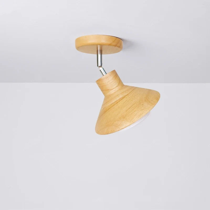 NordicWood Ceiling Lamp | Natural Timber Cone Design | Ceiling Light Wood Nordic Bedroom