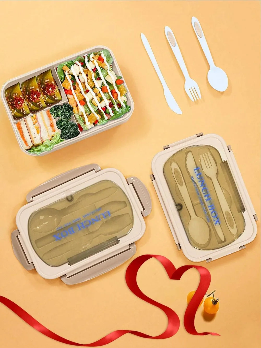 MealMate | Bento Lunch Box with Utensils | 4 Compartments & Leak-Proof Design | Leak-Proof