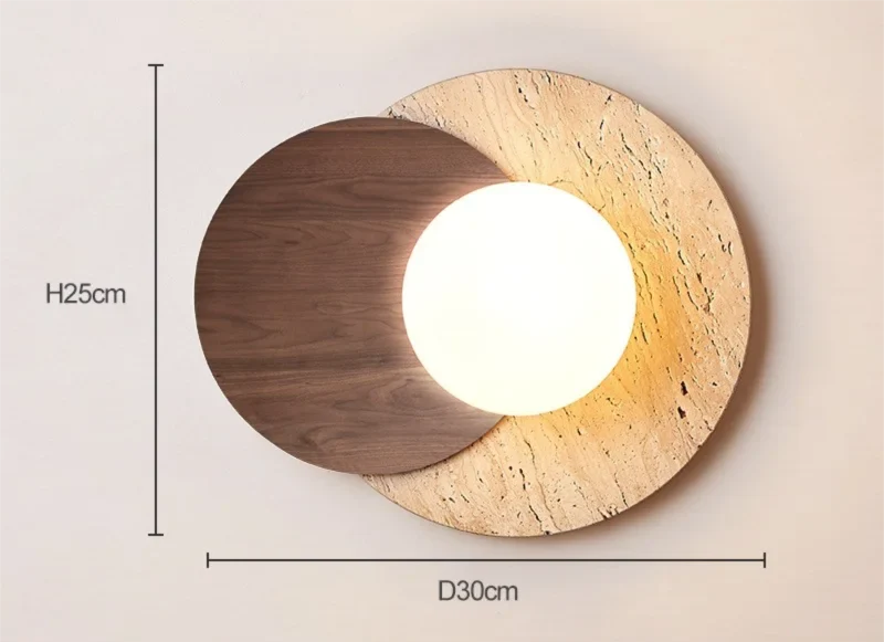 Wabi-Sabi Stone Wall Lamp | Modern Natural Texture Design | Wall Light Wood Glass Bedroom