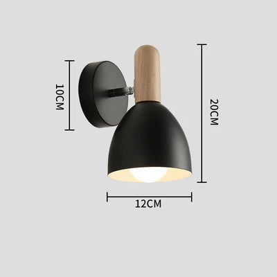 Nordic Wooden Wall Lamp | Adjustable Bedside Light | Wood Metal Bedroom