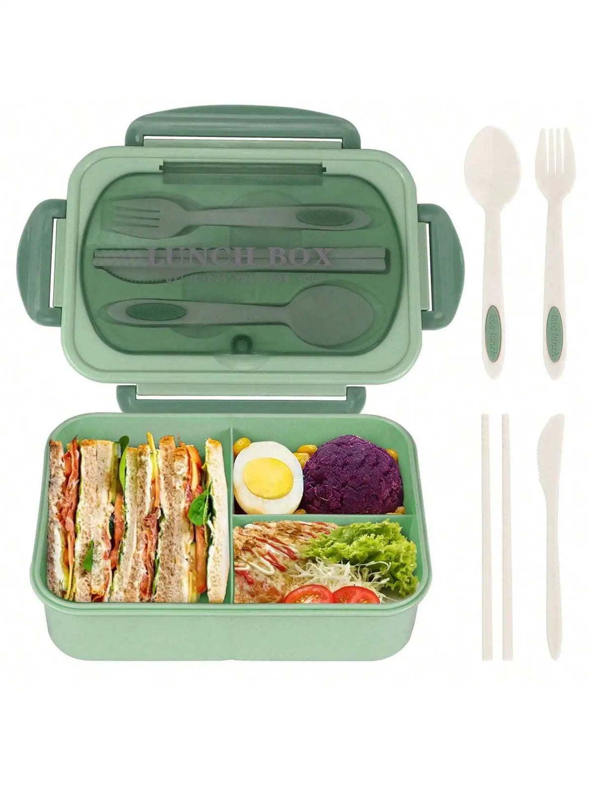 MealMate | Bento Lunch Box with Utensils | 4 Compartments & Leak-Proof Design | Leak-Proof