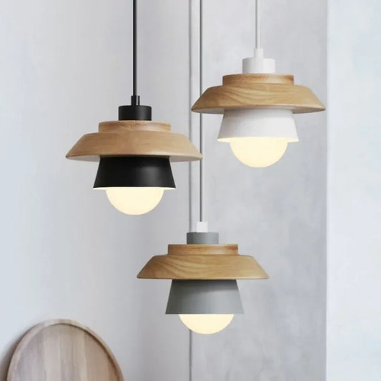 Nordic Wood Pendant Light | Colourful Macaron Design | Dining Room
