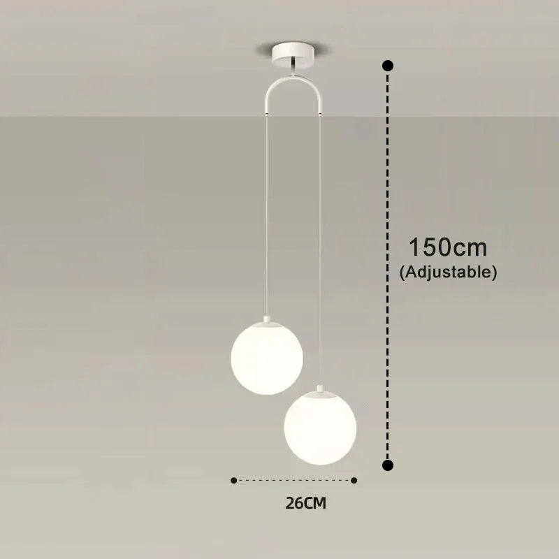 Luna Pendant Light | Nordic Modern Glass Globe Design | Metal Dining Room