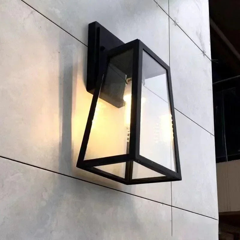 Verona Outdoor Wall Lamp | European Modern Lantern Light | Glass Metal Waterproof Garden