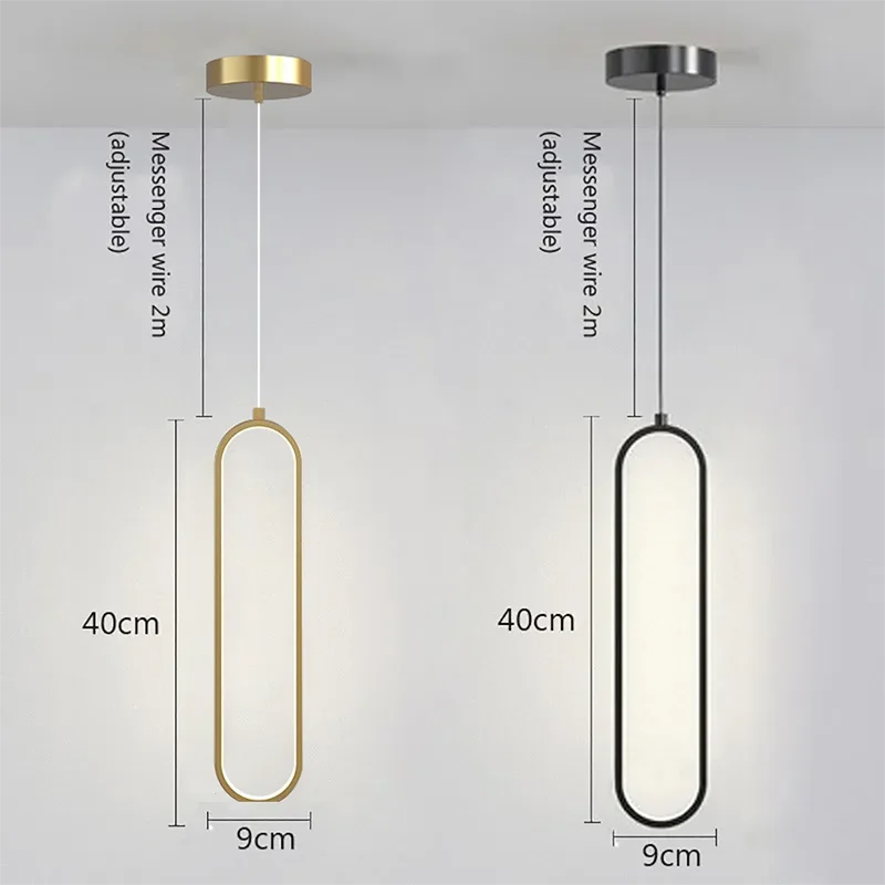 Modern Minimalist LED Pendant Light | Gold & Black Hanging Lamp for Bedroom, Dining & Living