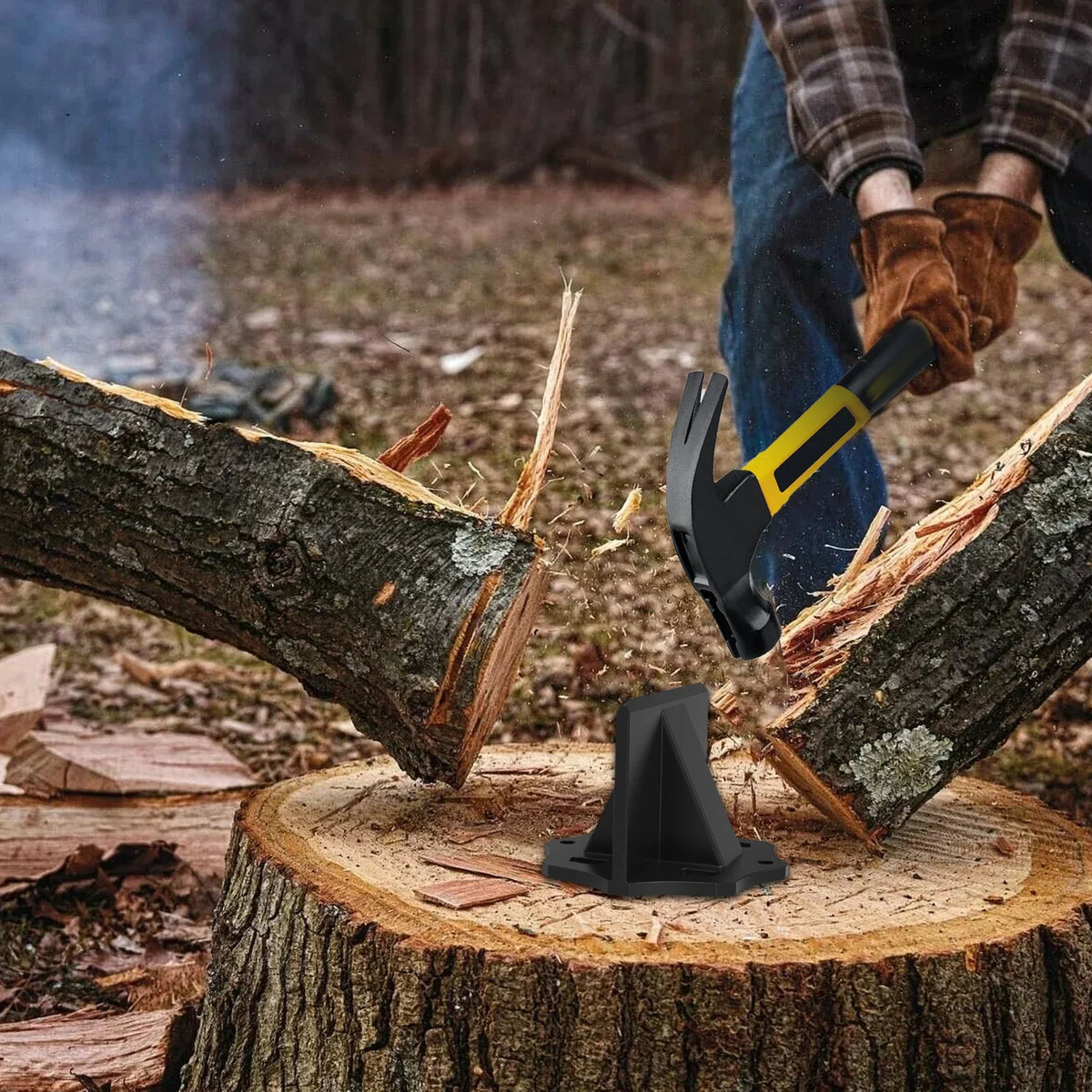 KindlePro | Carbon Steel Log Splitter | Portable Tool with Cloth Bag | Wood Metal
