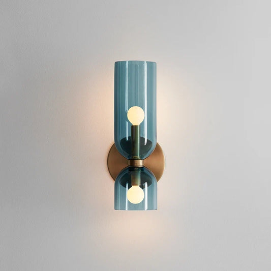 Nordic Glass Wall Lamp | Smoked Tube Design | Wall Light Metal Bedroom