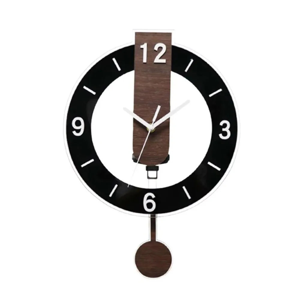 Minimalist Pendulum Wall Clock | Modern Acrylic & Wood Design | Adjustable Silent Kitchen