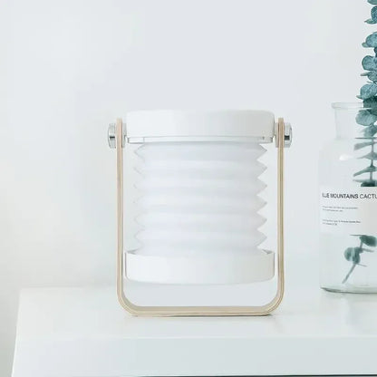 Creative Wooden Handle Portable Lantern | Folding Rechargeable Table Lamp | Wood Dimmable