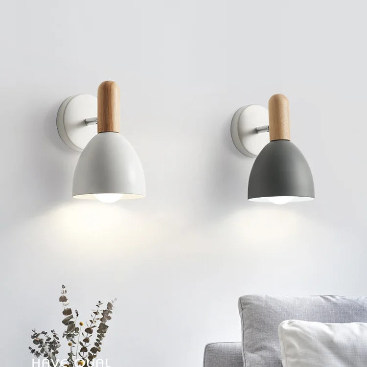 Nordic Wooden Wall Lamp | Adjustable Bedside Light | Wood Metal Bedroom