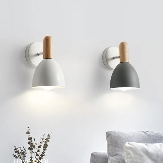 Nordic Wooden Wall Lamp | Adjustable Bedside Light | Wood Metal Bedroom