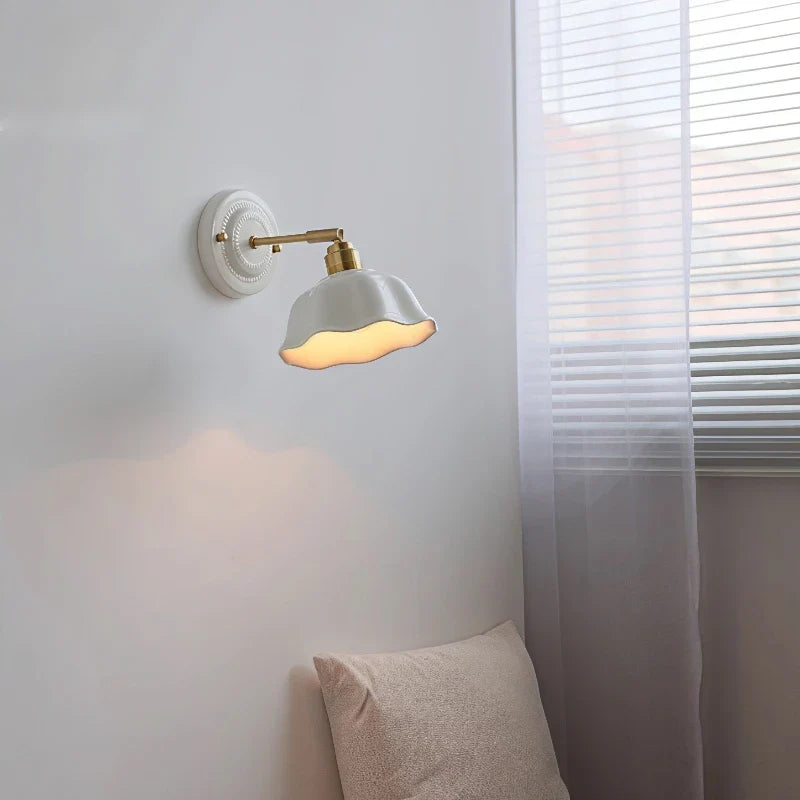 Nordic Cream Ceramic Wall Lamp | Vintage Elegance for Modern Homes | Wall Light Brass Bedroom