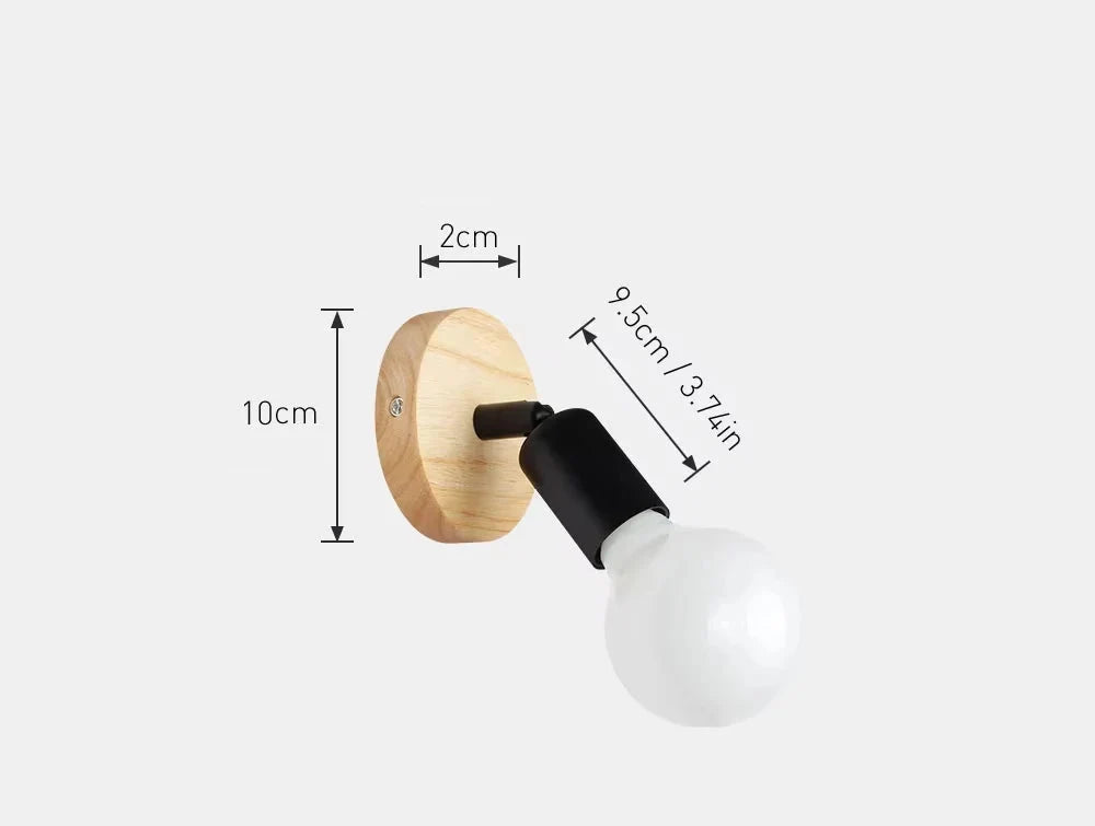 Vintage Retro Wall Lamp | Adjustable Wooden & Metal Sconce | Wall Light Wood Iron Industrial