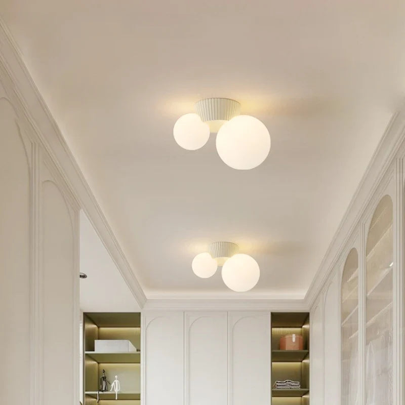 Luméa Ceiling Light | French Modern Double Globe Design | Glass French-modern Bedroom
