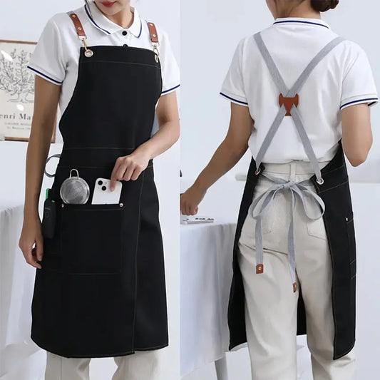 WorkEase | Waterproof Canvas Apron | Split Skirt Design with Pockets | Kitchen Essential