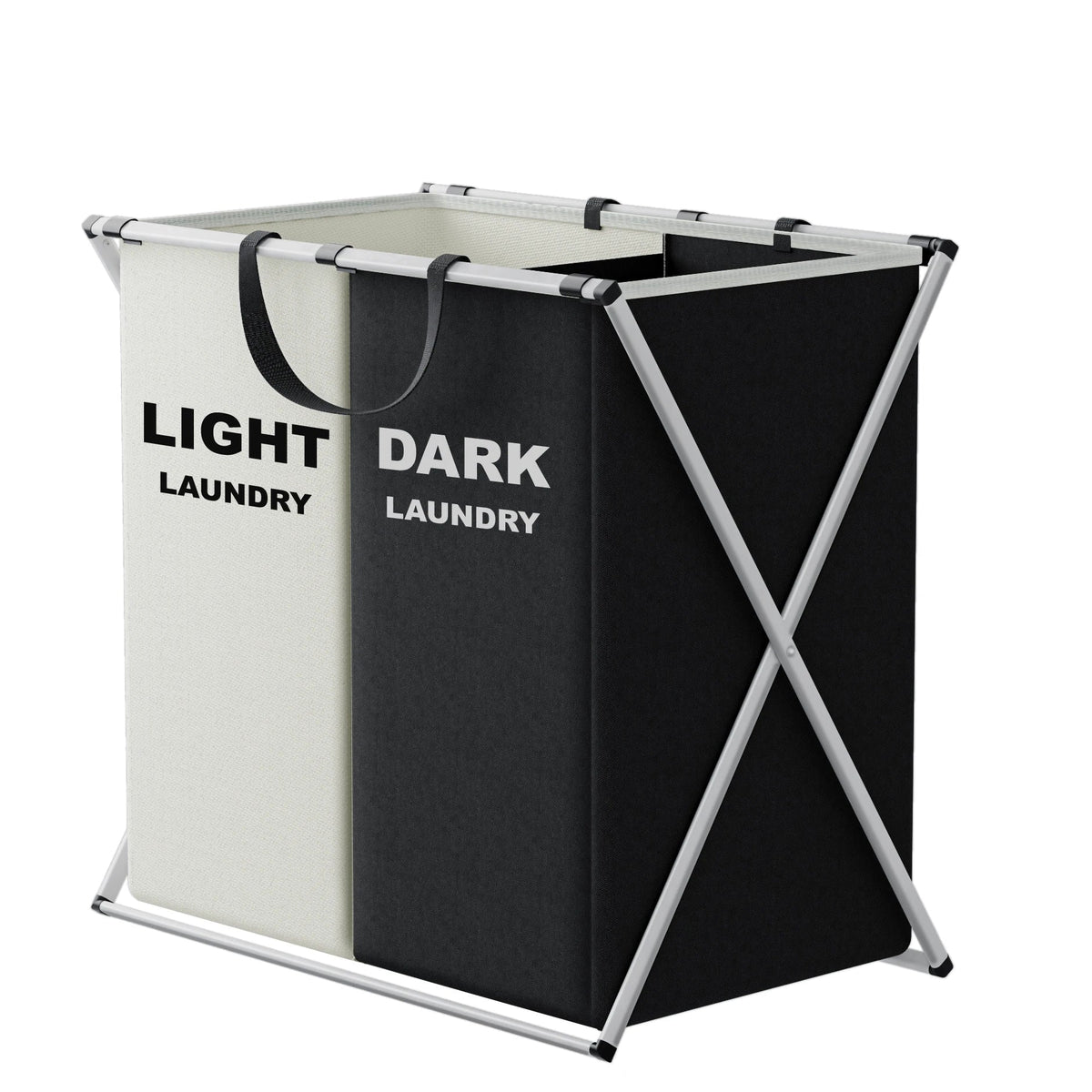 TriSort | Multi-Section Laundry Hamper | Foldable Clothes Basket with Compartments | Adjustable