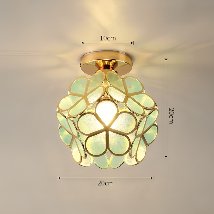 Retro Flower Ceiling Light | Colourful Vintage-Inspired PVC Flush Mount | Metal Bedroom