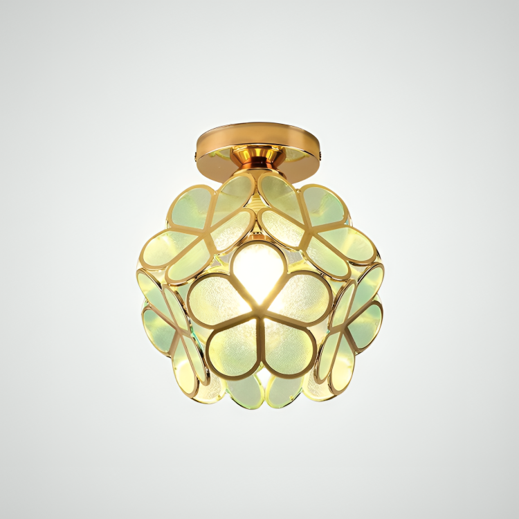 Retro Flower Ceiling Light | Colourful Vintage-Inspired PVC Flush Mount | Metal Bedroom