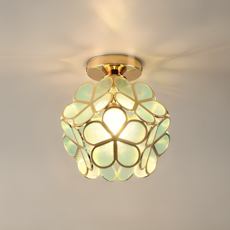 Retro Flower Ceiling Light | Colourful Vintage-Inspired PVC Flush Mount | Metal Bedroom